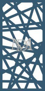 Panel decorativo de metal moderno con líneas rectas entrelazadas de forma asimétrica y abstracta para corte láser.