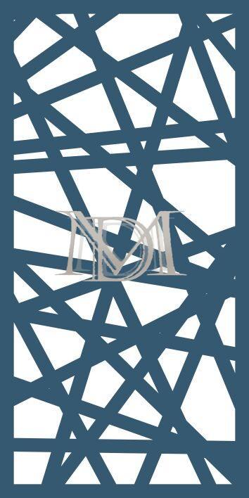Panel decorativo de metal moderno con líneas rectas entrelazadas de forma asimétrica y abstracta para corte láser.