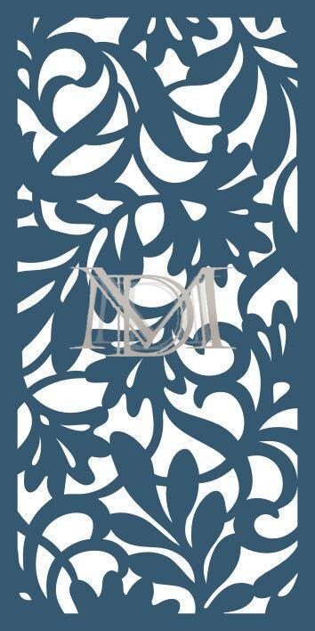 Panel divisorio de corte láser con diseño clásico ornamental estilo damasco y hojas de acanto.