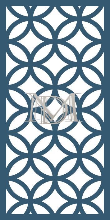 Panel de metal cortado con láser con diseño de celosía clásica de círculos entrelazados.